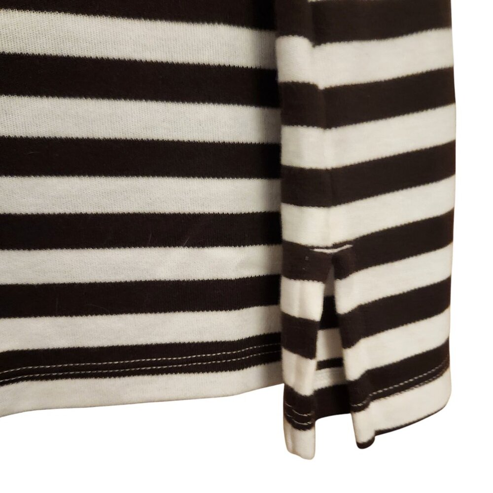 Karen Scott Neutral Brown White Cotton Striped Tee Shirt Size 0X - Picture 4 of 9